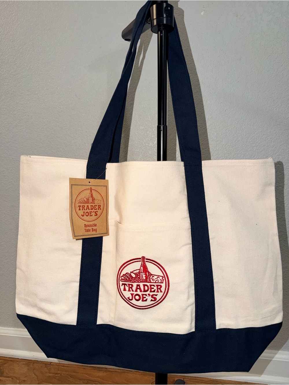 Trader Joe's Cream and Black Canvas Tote with Logo (Large) - Picture 3 of 8